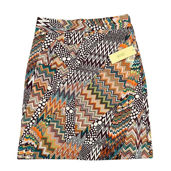 Jade NEW  Satin Mixed Polka Dot & Chevron Print Pencil Skirt 4 - Picture 1 of 5